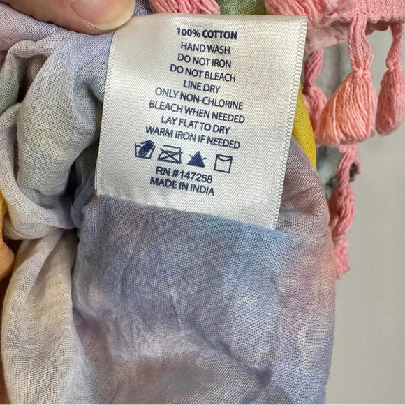 NWT Simply Southern Tie Dye‎ Coverup Tassels Beaded Drawstring Waist Size S / M - Picture 14 of 15